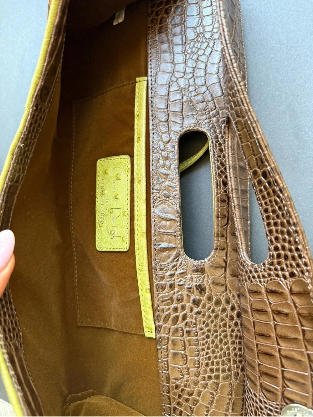 Cleo & Patek Paris Ostrich Leather Calf Hair Fur Leopard Handbag